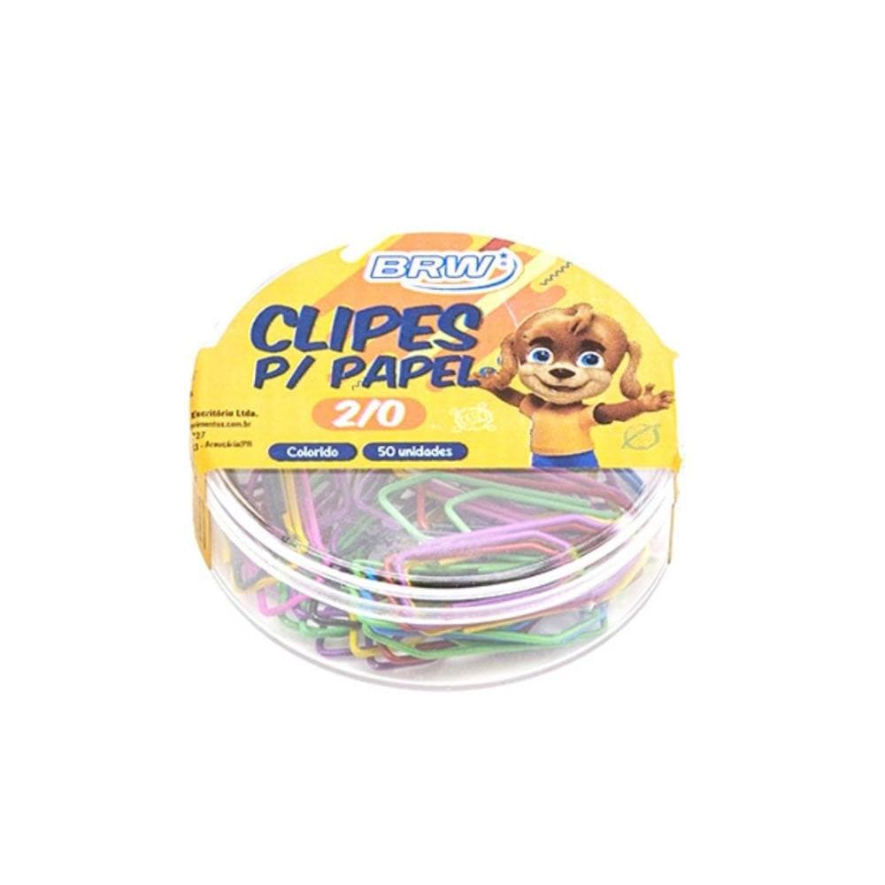 Clips de Papel Colorido nº 2.0 BRW com 50 unidades
