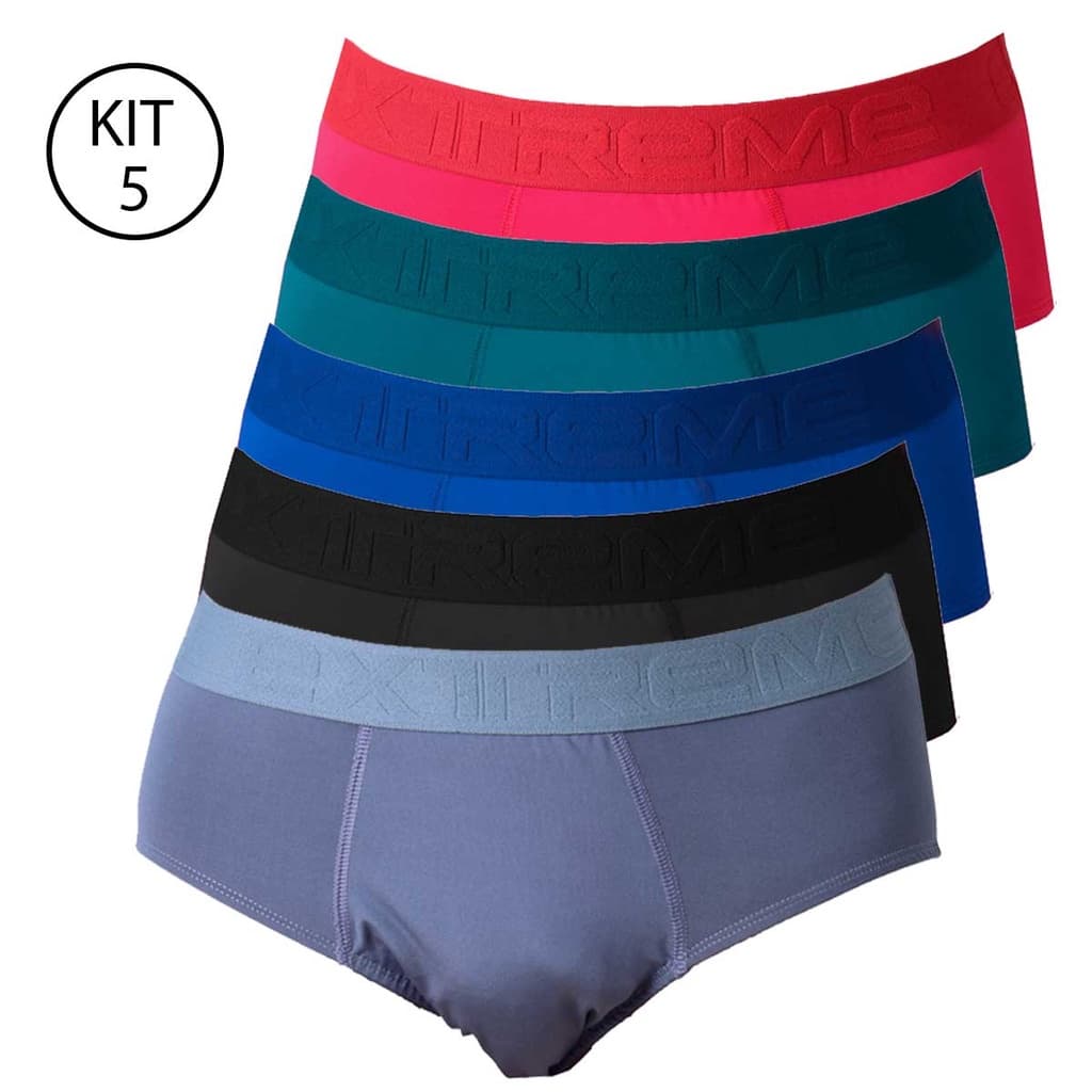 Kit 5 Cuecas Masculina Slip Adulto de Microfibra Macia Elástico Confortável de Fábrica Original