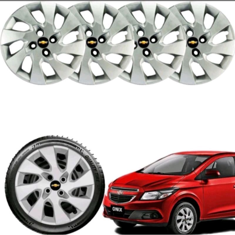 Jogo com 4 calotas ARO 14 Onix Prisma Corsa Agile com ou sem emblemas