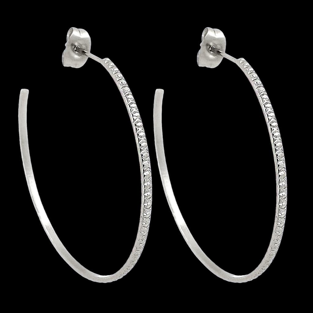 Brinco Argola Grande de Fio Craquelada de Aço Cirúrgico Antialérgico Feminino Moda