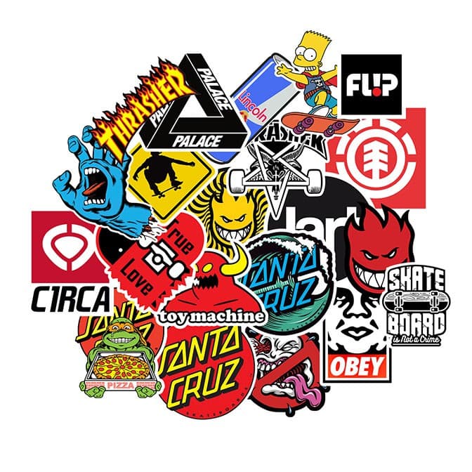49 Adesivos Sticker Skate Marcas Shape Skateboarding + Brinde (Foto meramente ilustrativa)