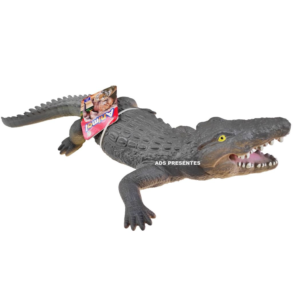 Crocodilo De Borracha Gigante 60 Cm Macio Soft Realístico Jacaré Com Som