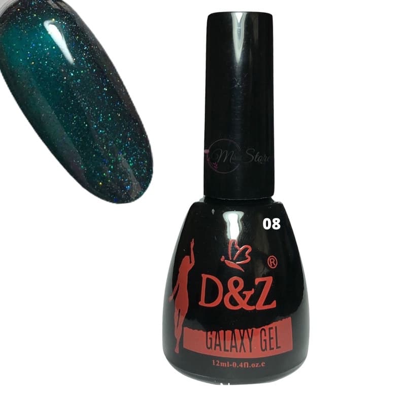 Esmalte Em Gel D&Z Galaxy cor 08 verde Glitter Fino Pigmentado 12 ml Promoção DEZ