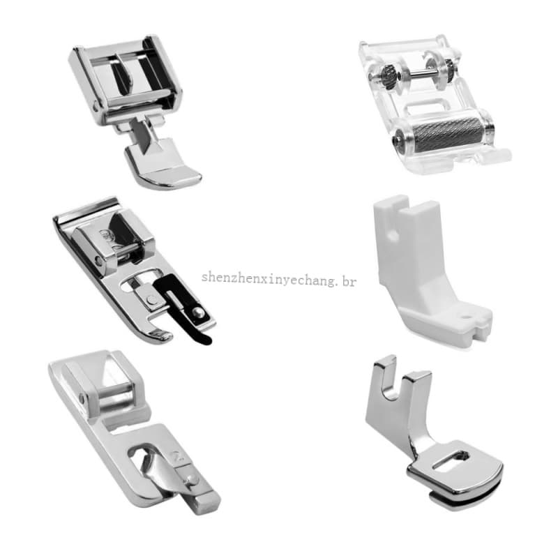 Kit 6 Calcador Máquina Doméstica Singer Brother Ziper Bainha