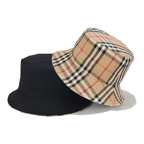 Bone Chapeu Bucket Hat Dupla Face Xadrez Listrado Bege Preto