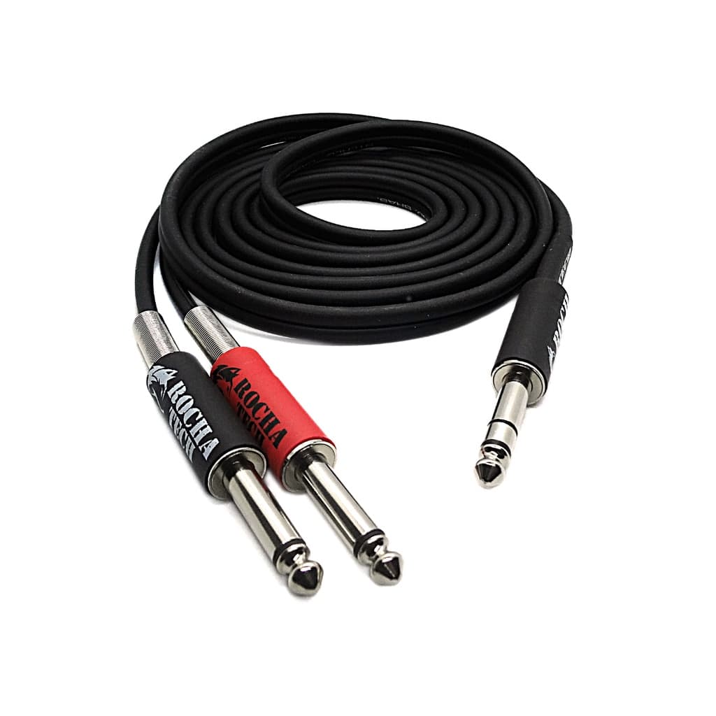 Cabo Insert Y P10 Stereo Trs X 2 P10 Mono profissional com bitola de 0,5mm²