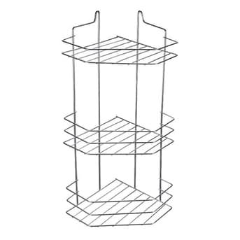 Cantoneira Porta Shampoo Fruteira Tripla Metal Cromado 53cm