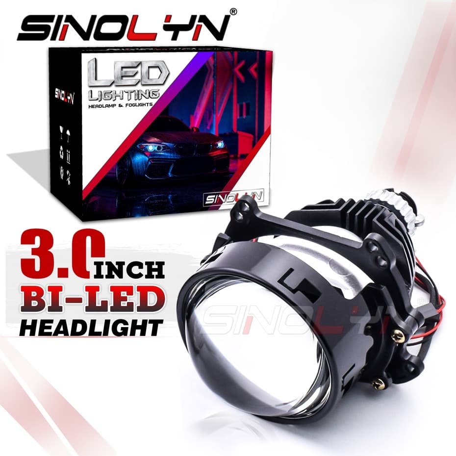 Sinolyn Uma Unidade 3 Polegada LED Lente Do Farol Bi Da Lâmpada Para H4 H7 9005 9006 Projetor Retrofit DIY