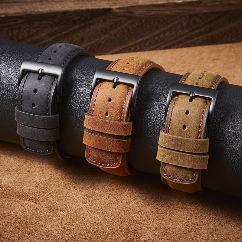 Homens Do Vintage Pulseiras De Couro Genuíno Cavalo Louco Relógio Militar Correias 20mm 22mm Quick Release Strap Watch Acessórios