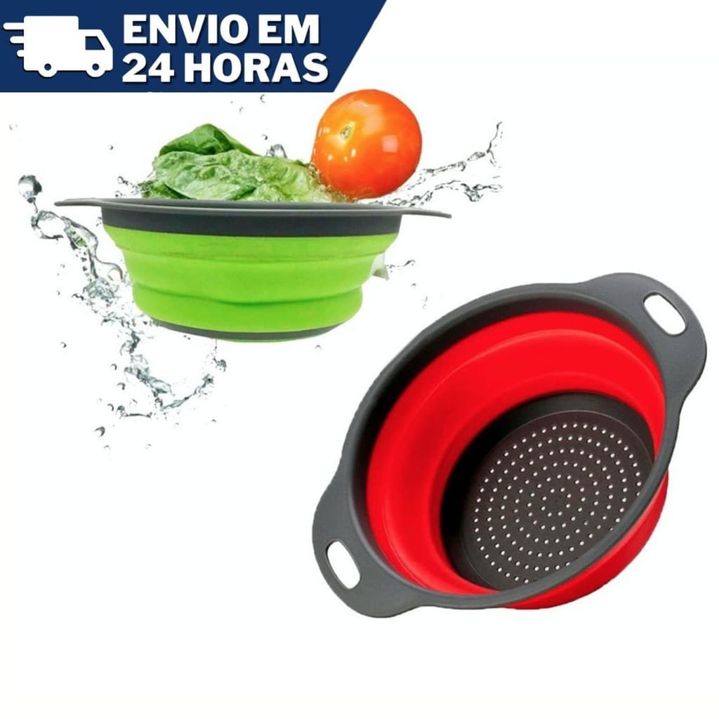 Escorredor Alimentos Silicone Retrátil Massas Legumes Pratico 29x23