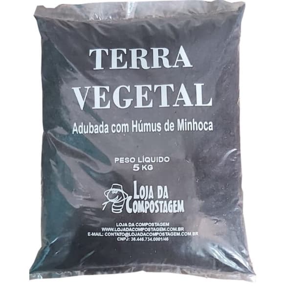 Terra Vegetal Adubada Com Húmus de Minhoca 5kg - PRONTO PARA O PLANTIO