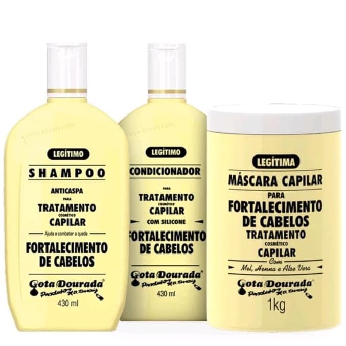 Kit Gota Dourada Fortalecimento (Shampoo 430ml + Condicionador 430ml + Máscara 1kg)