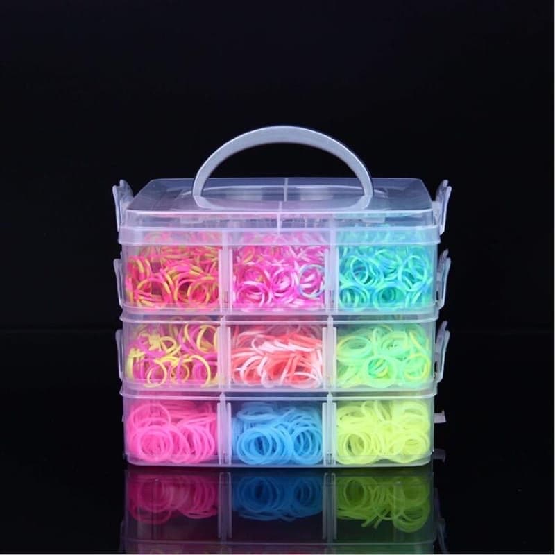 3000Elástico Loom Bands Clips Pulseira Cores Sortidas