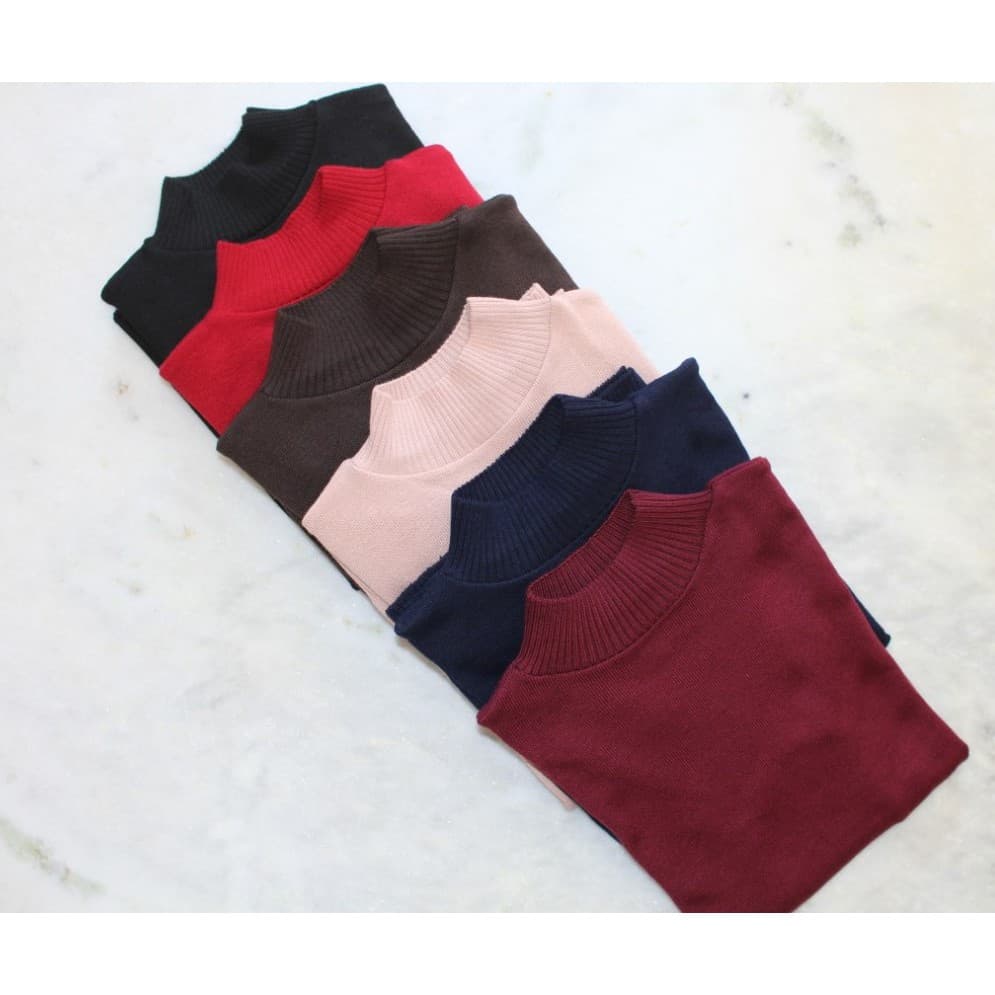 Blusa Feminina Básica Tricô Cacharrel Suéter Gola Alta