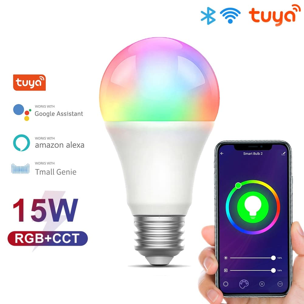 SMATRUL E27 15W RGB Lâmpada Inteligente Wifi LED Para Amazon Alexa Google Home Tmall Genie