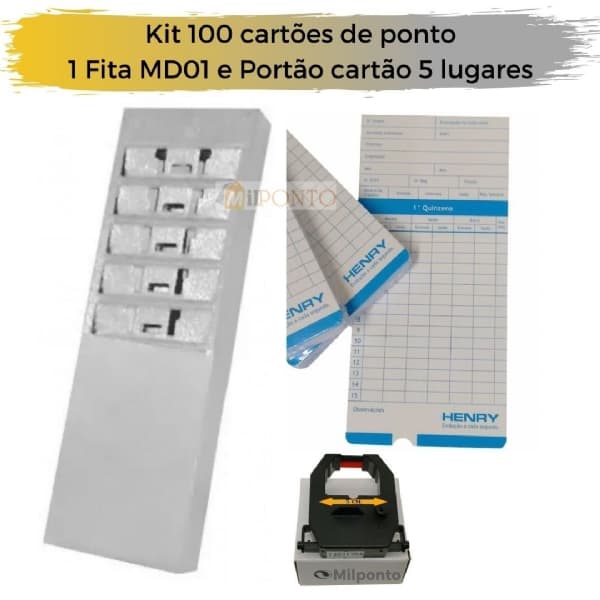 Kit 100 cartões de ponto + chapeira 5 lugares e fita MD01