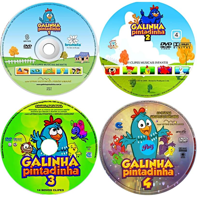 Coleção Infantil Galinha Pintadinha 4 DVDs Musical