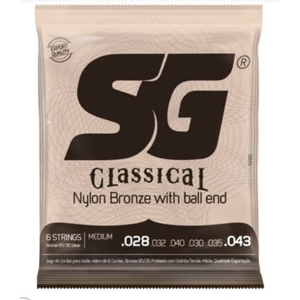 Encordoamento Sg Cordas 0.28 Violão Nylon Medium Bolinha