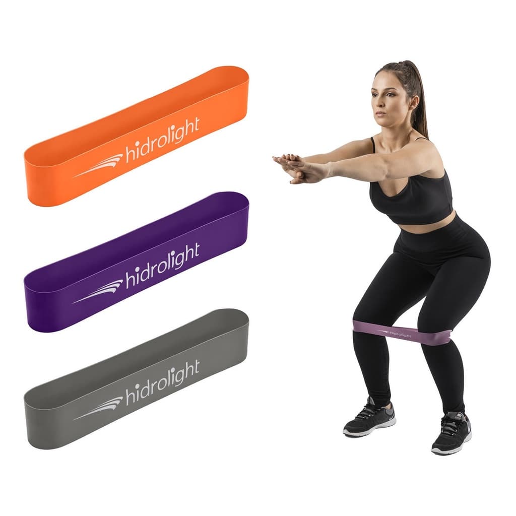 Mini Band Hidrolight Kit 3 Peças Cor. Laranja- Roxo e Cinza