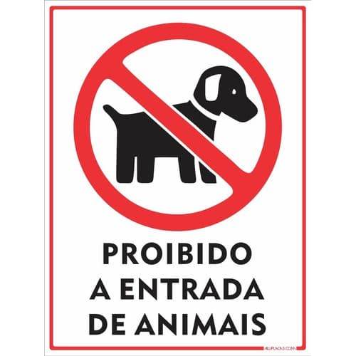 4 Placas Proibido Entrada De Animais 40x30cm Alumínio