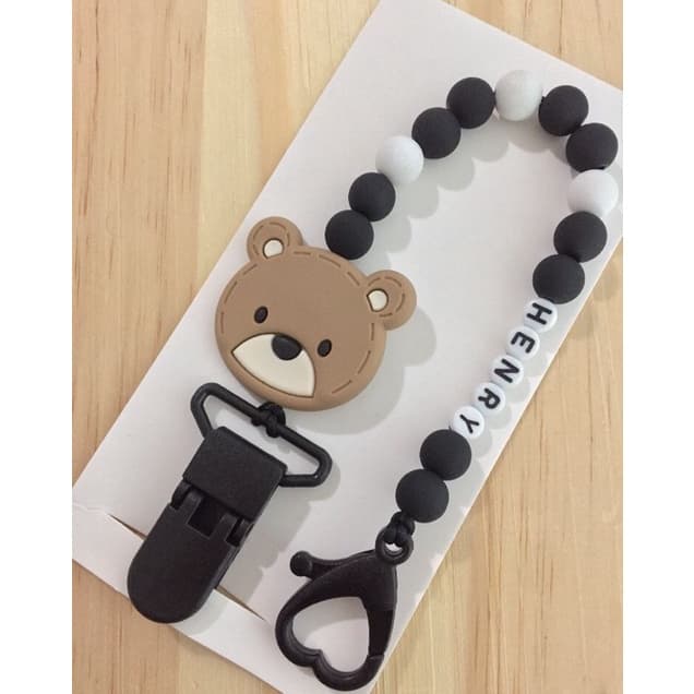 prendedor de chupeta personalizado urso preto