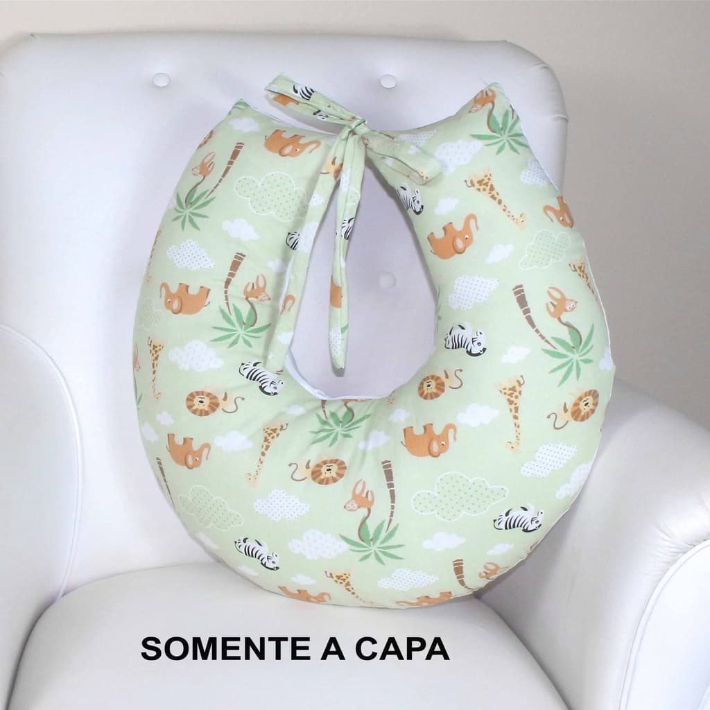 Capa Para Almofada De Amamentação Animais Floresta 45 cm x 41cm x 18 cm Com Zíper