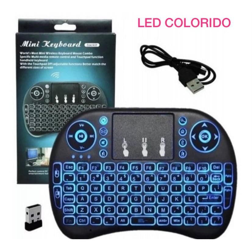 Mini Teclado Led Iluminado Controle para Smart Box Tv  Notebook X box  Smart tv