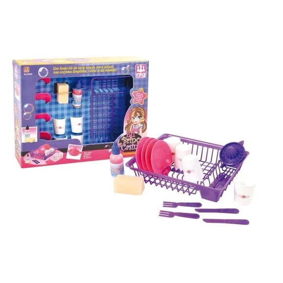 Brinquedo Cozinha Infantil Eu Brinco de Casinha Escorredorzinho Com 20 Peças - Nig