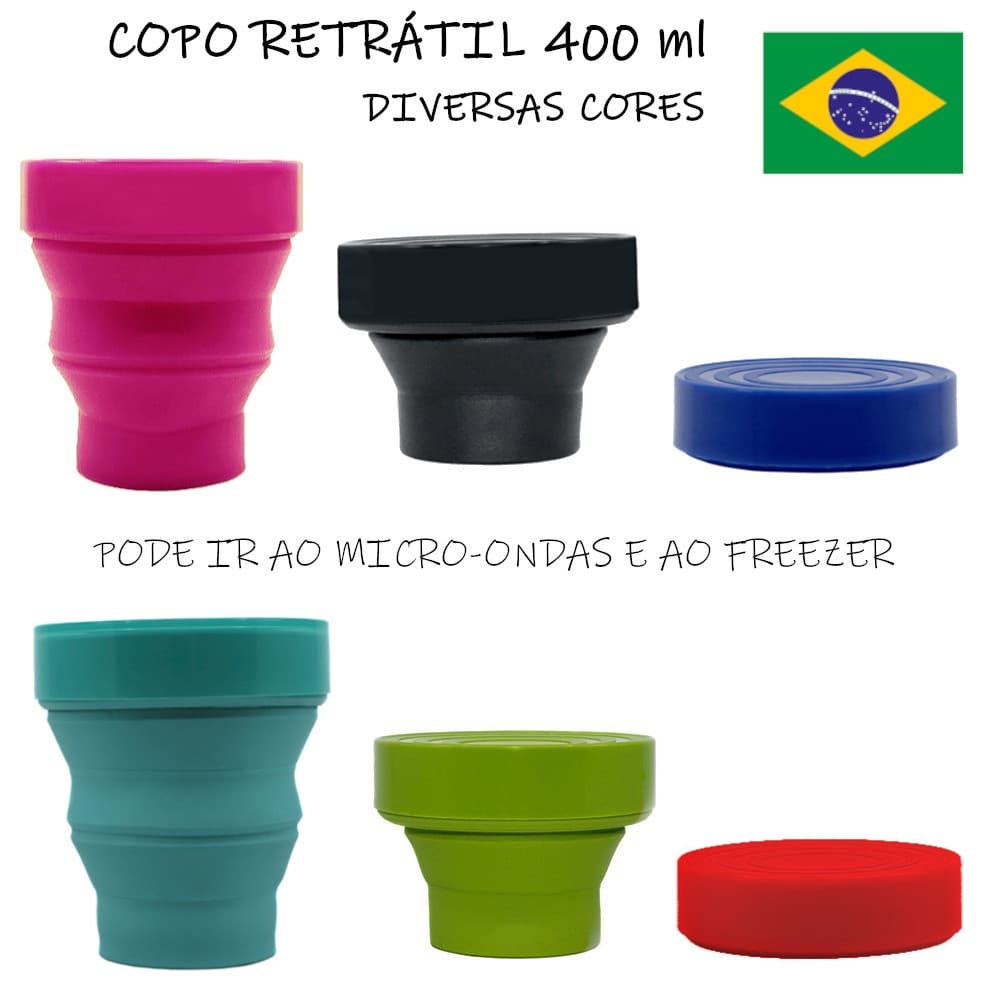 Copo Retrátil e dobrável 400ml - Livre de BPA reutilizável e resistente
