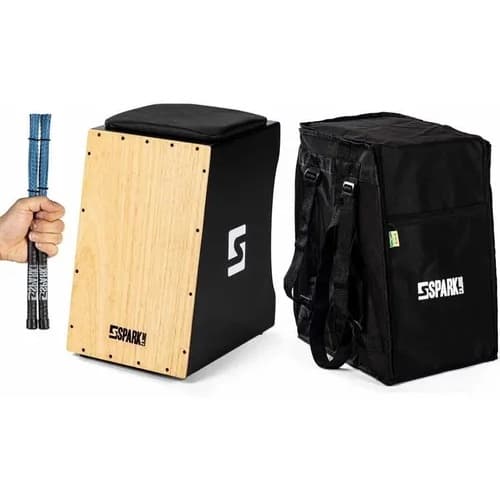 Cajon Eletrico Cajon Eletroacústico + Bag Cajon + Vassourinha Cajons Spark Instrumentos Musicais Percussão