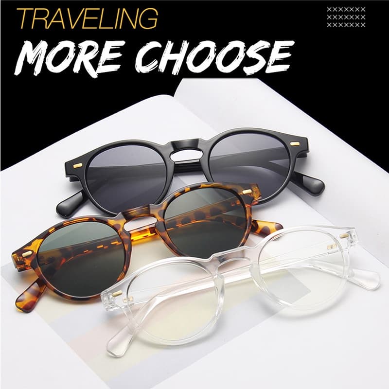 Óculos De Sol Redondos Vintage Para Homens E Mulheres UV400 Lente Polarizada Clássico Retro Oval Quadro Leve Moda Conduç