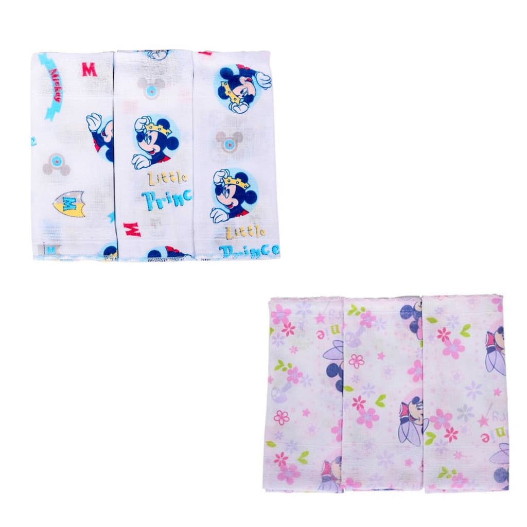Babete Fraldinha Toalha Pano de Boca Disney Baby Kit Com 3 Unidades
