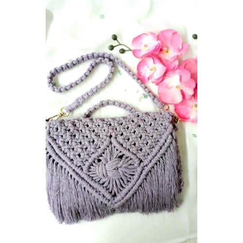 Bolsa feminina de macramê bolsa bag Clut transversal com alça laterale