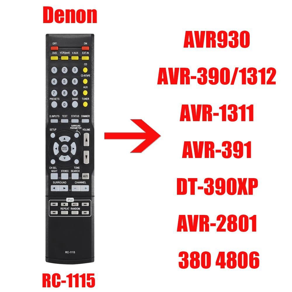 RC-1115 Para Sistema AV De Controle Remoto Denon AVR930 AVR-390/1312-1311-391 DT-390XP-2801 380 4806 CD Som