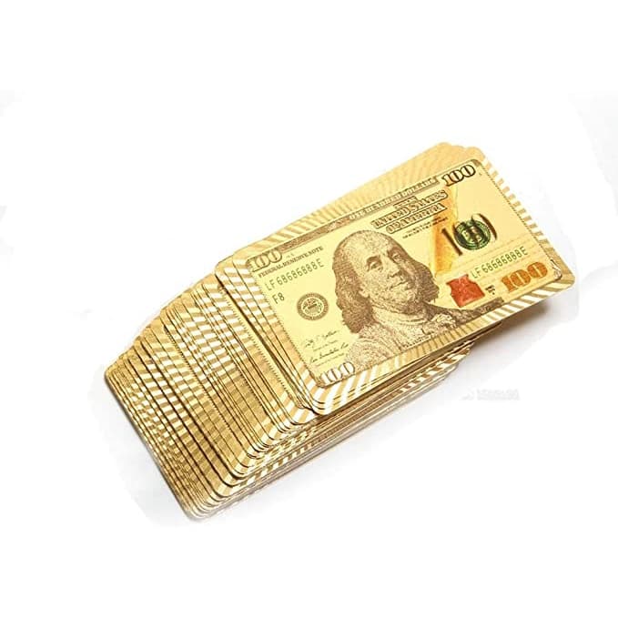 54 Cartas Baralho Dolar Dourado Ouro Folheado A Prova D'agua Poker Truco Cartas Jogos Dollar
