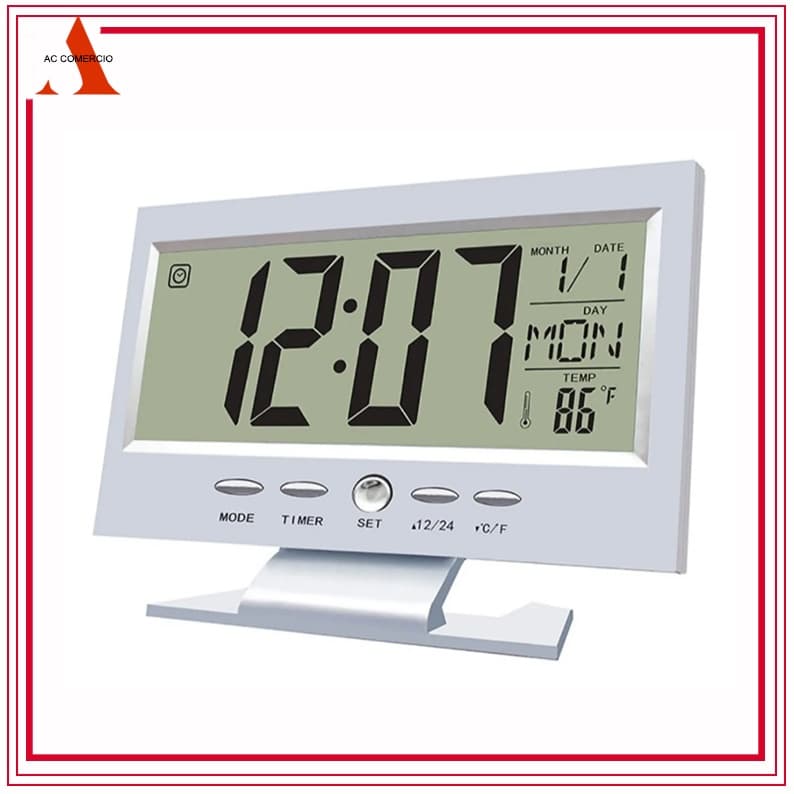 Relógio De Mesa Digital Despertador Temperatura Led Azul
