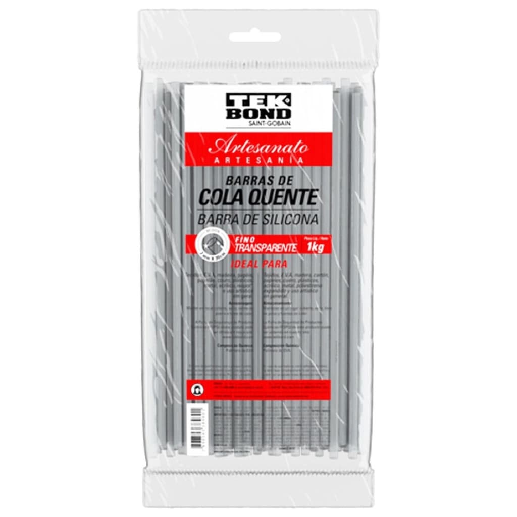 Cola Quente Fina Tekbond Transparente 1Kg Bastão 7mm Refil