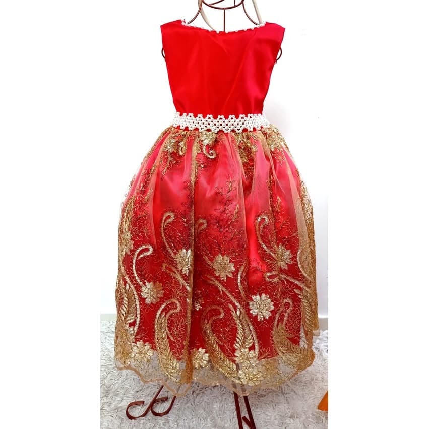 Vestido Realeza Vermelho com Dourado, casamento, daminha, formatura, aniversário