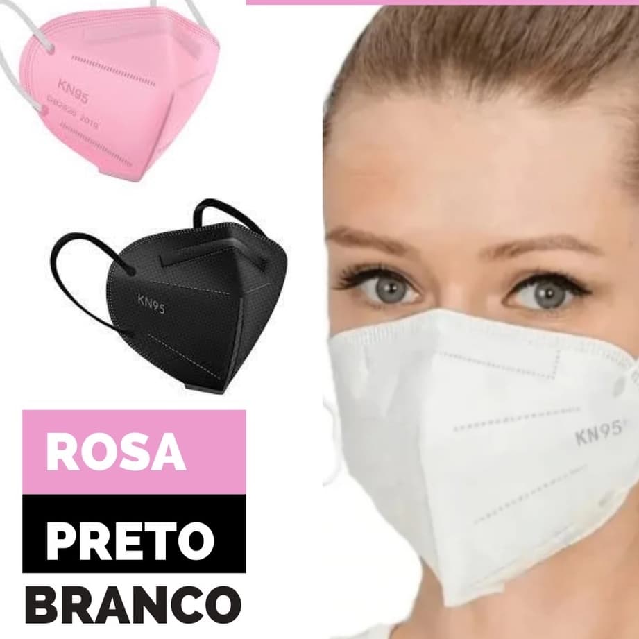 Kit 30 Máscaras KN95 Respiratória Cores BRANCA/ PRETA/ ROSA Reutilizavel PFF2 Alta Proteção 5 Camadasconfortável ADULTO C/ Filtro Meltblown De Proteção Facial mascara  NON MEDIC