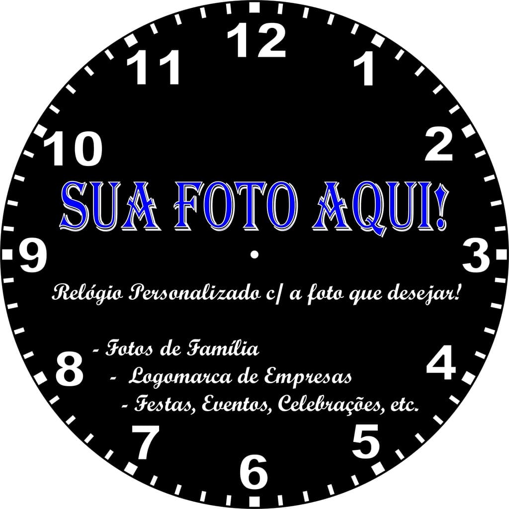 Relogio de Parede Personalizado Com Sua Foto, Pet, Logo - 24cm