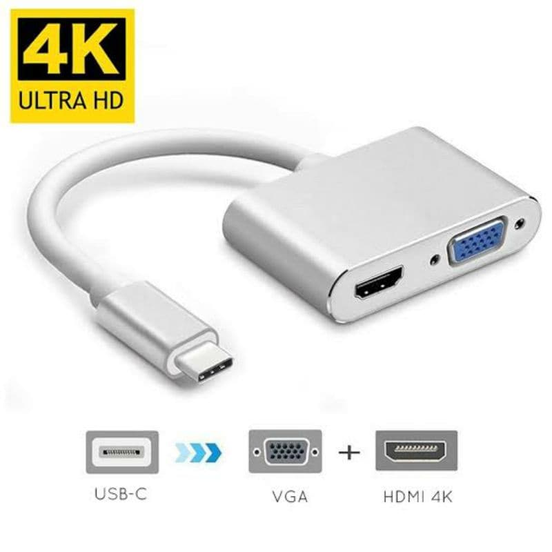 Conversor type c usb para hdmi e vga