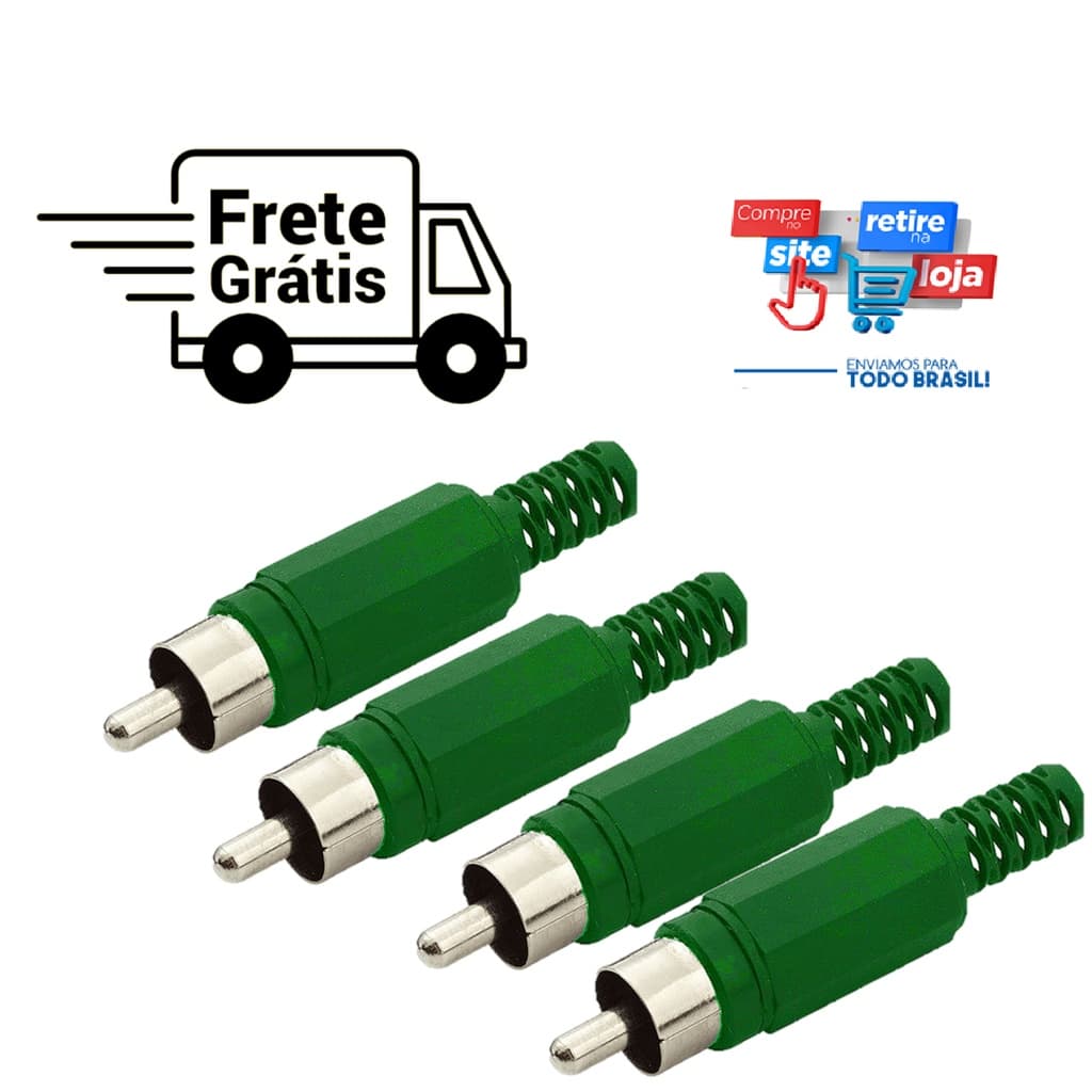conector Plug RCA Macho Plástico Verde