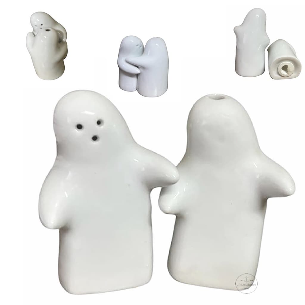 1 Saleiro Fantasma + 1 Paliteiro Fantasma De Porcelana Primeira Linha.