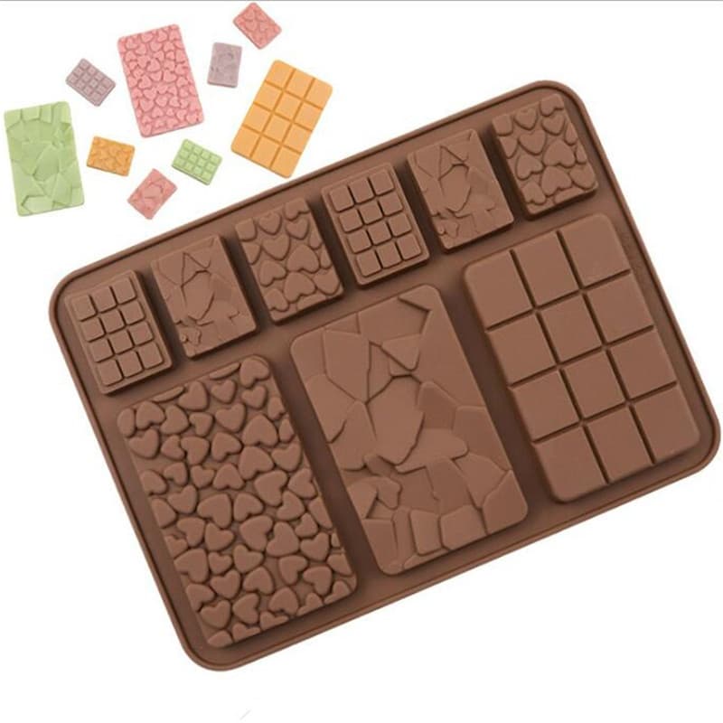 9 Cavidade Coração De Molde De Chocolate Waffles De Silicone Forma De Malha De 3D Decoração De Bolo Fondant Ferramentas De Cozimento Em Barra De Doces DIY