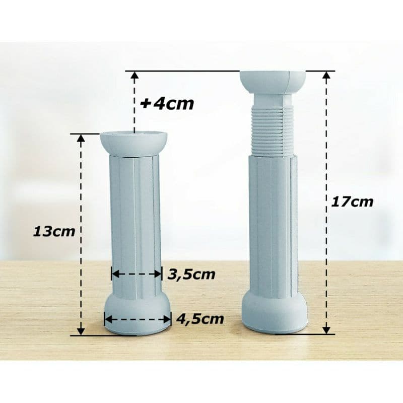 2,3,4 pés reguláveis para Armário 13 cm estende ate 17 cm acompanha parafuso cor branca e preta.