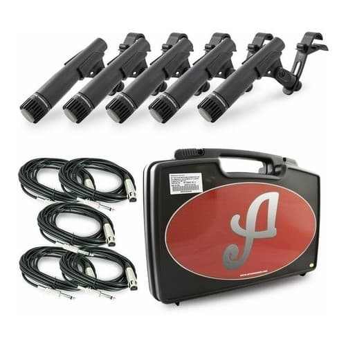 Kit de 5 microfones dinâmicos para bateria Arcano Renius-7D-KIT c/ fio XLR-P10