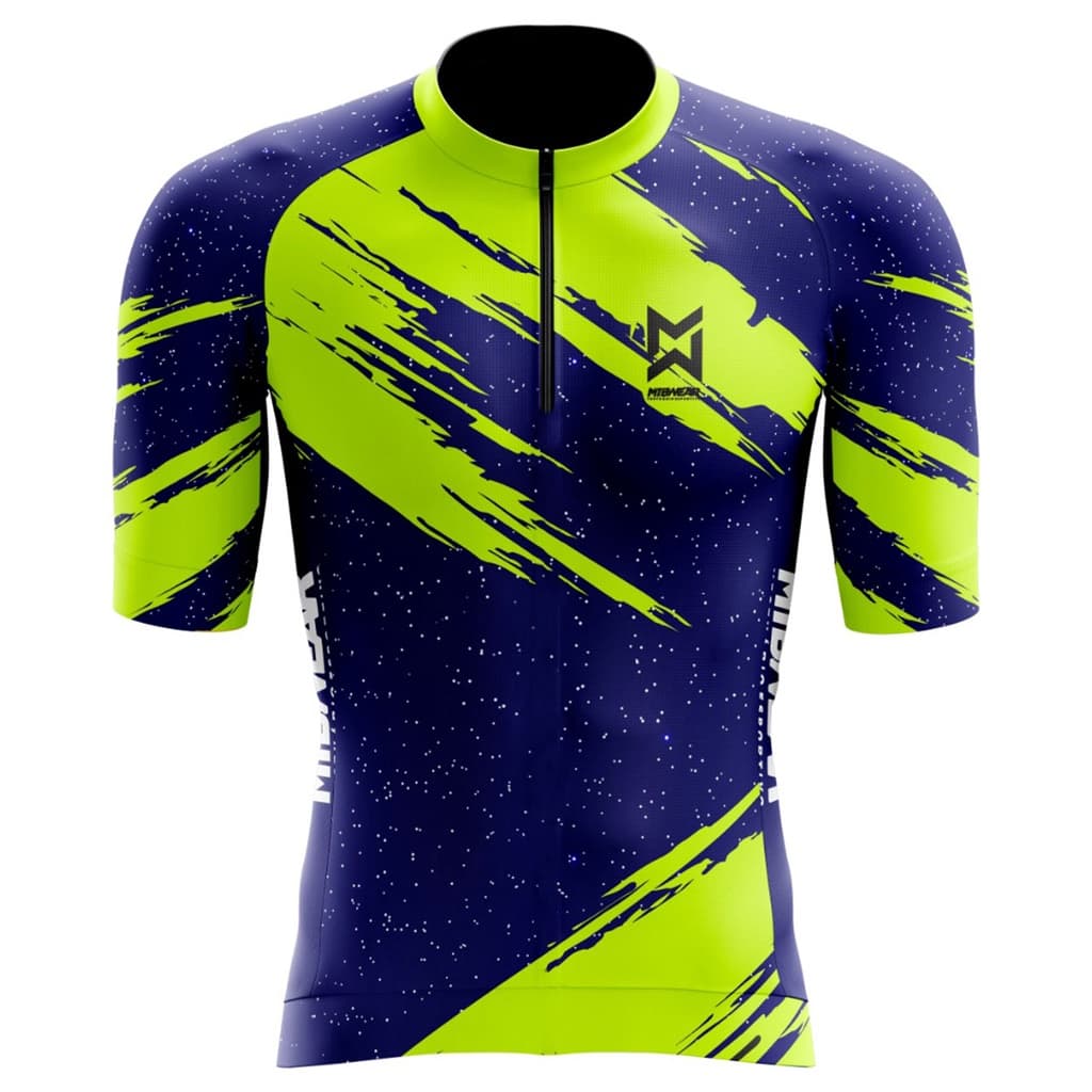 Camisa Mtb Neon Azul com Verde Ciclismo  com Proteção UV/UVB