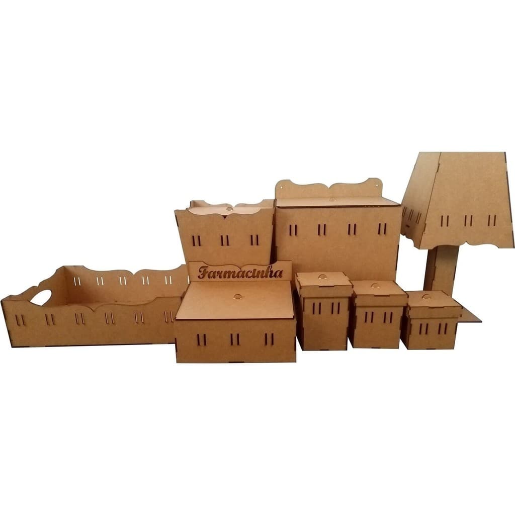 Kit Higiene Bebe Passa Fitas Em Mdf Cru 8 Peças