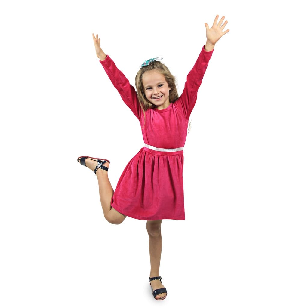 Vestido infantil Plush Manga Longa Roupa de Menina
