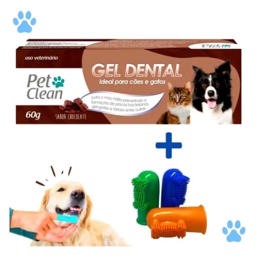 Kit Dedeira + Pasta Dente + Spray Bucal Pet Clean Cachorro
